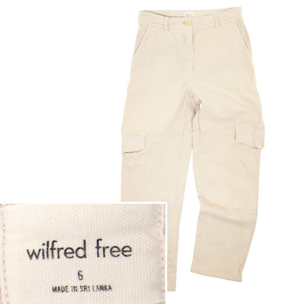 Aritzia Wilfred Free Modern Cargo Pants High Rise Utility Twill Cream Women 6